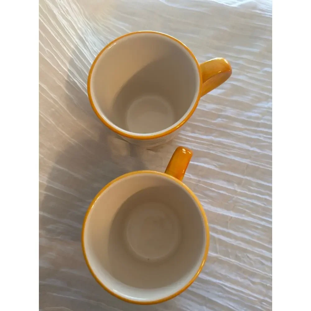 Home Trends Oh La La Chicken Rooster Coffee Mugs Set of 2 Farmhouse